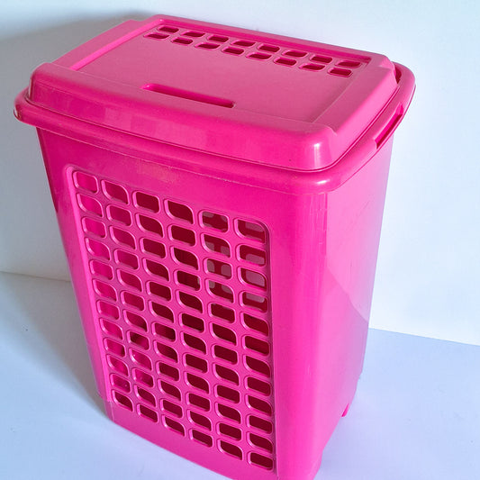Grand panier à linge rose Curver