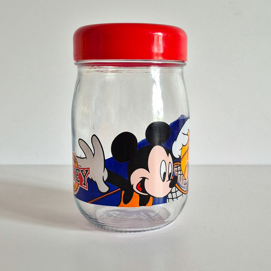 Bocal en verre Mickey basket vintage