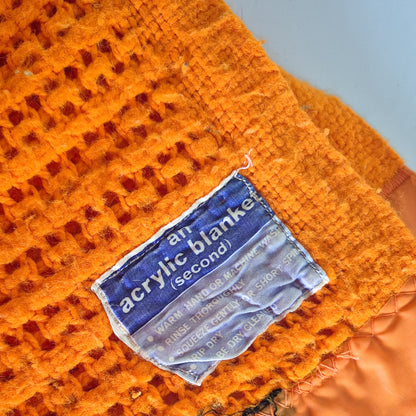 Grande couverture nid d'abeille orange vintage