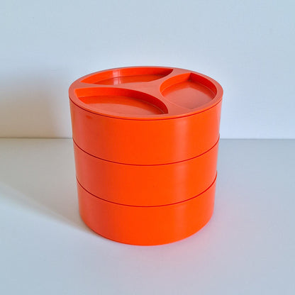 Boite de rangement compartimentée orange vintage