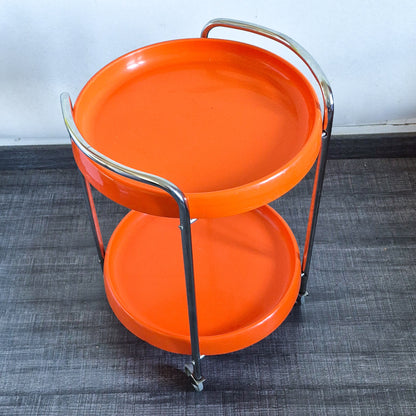 Desserte à roulettes orange vintage