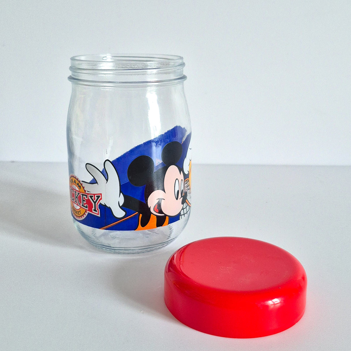 Bocal en verre Mickey basket vintage