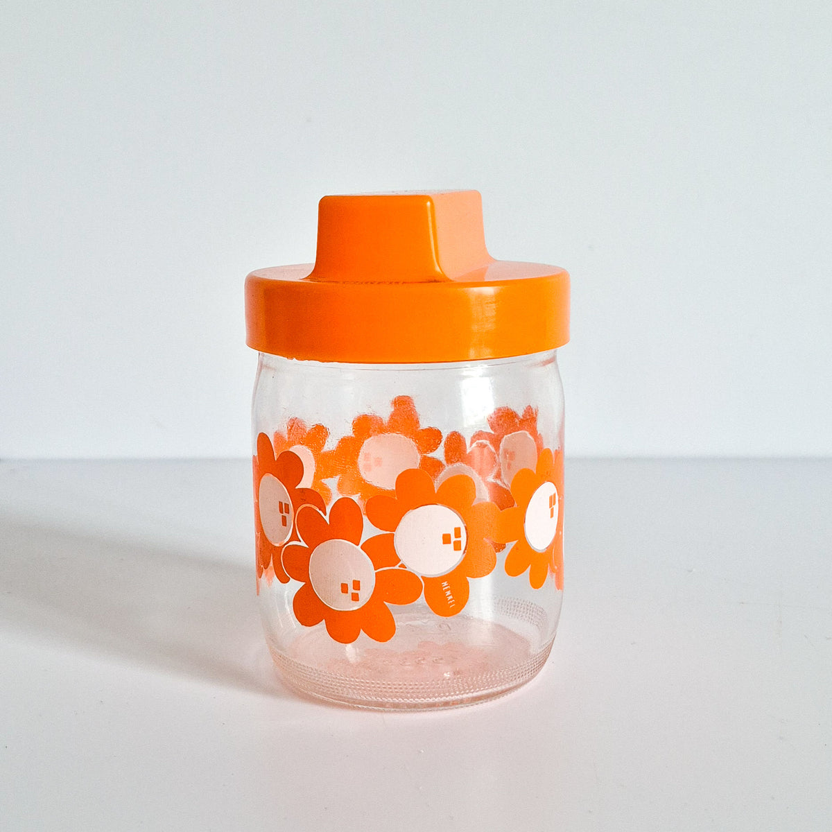 Bocal Henkel Fleurs orange vintage
