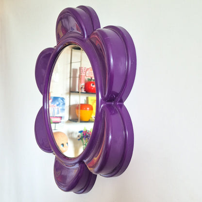 Miroir fleur plastique violet vintage