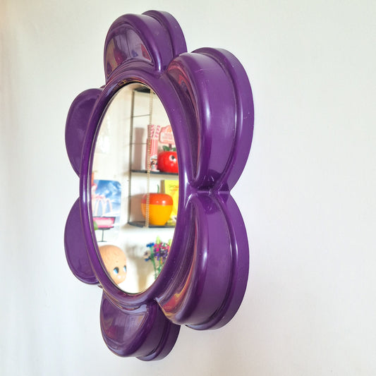 Miroir fleur plastique violet vintage