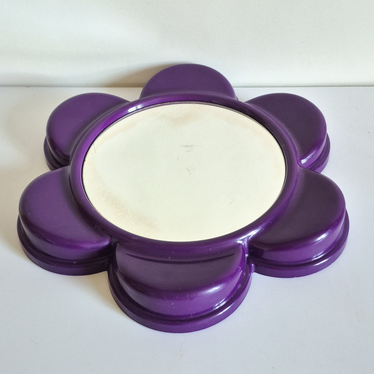Miroir fleur plastique violet vintage