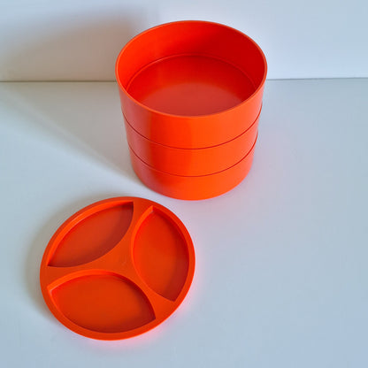 Boite de rangement compartimentée orange vintage