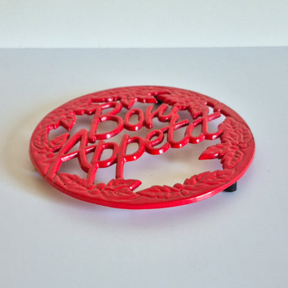 Dessous de plat fonte émaillée rouge