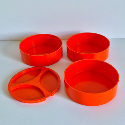 Boite de rangement compartimentée orange vintage