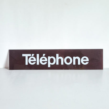 Plaque Téléphone en verre vintage