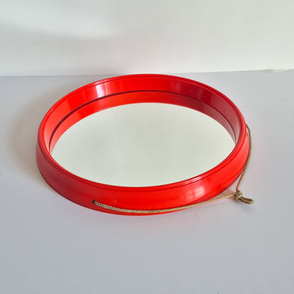 Miroir rond plastique orange vintage