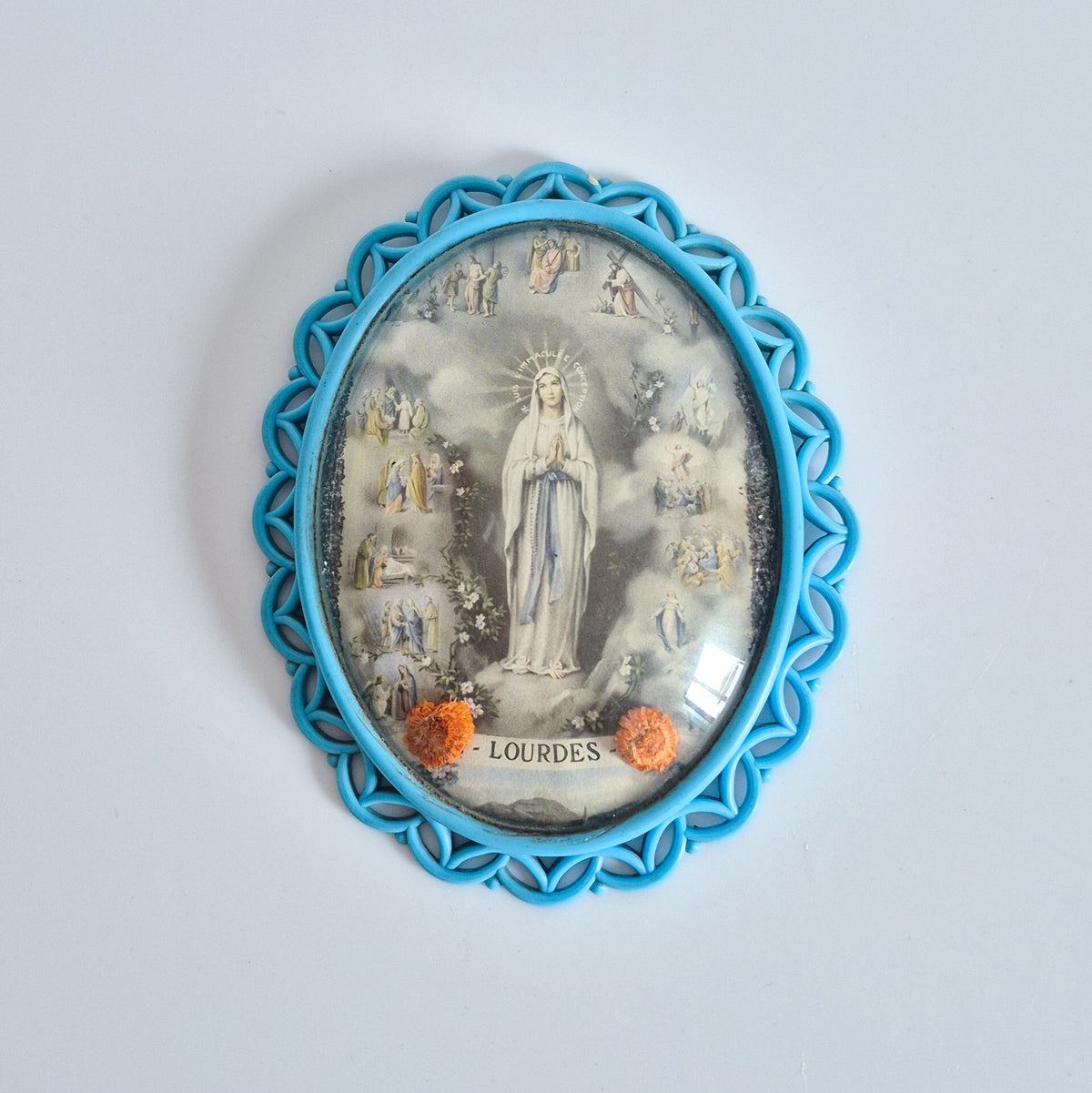 Cadre religieux, Verre bombé - Bleu
