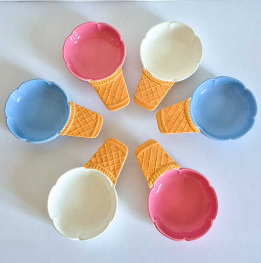 6 coupelles à glace céramique vintage