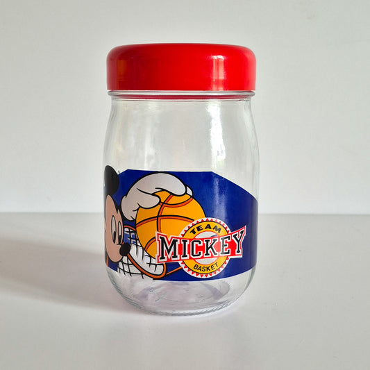 Bocal en verre Mickey basket vintage
