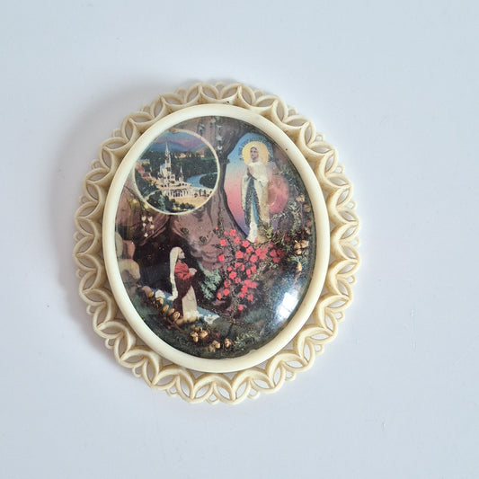 Cadre religieux, Verre bombé vintage